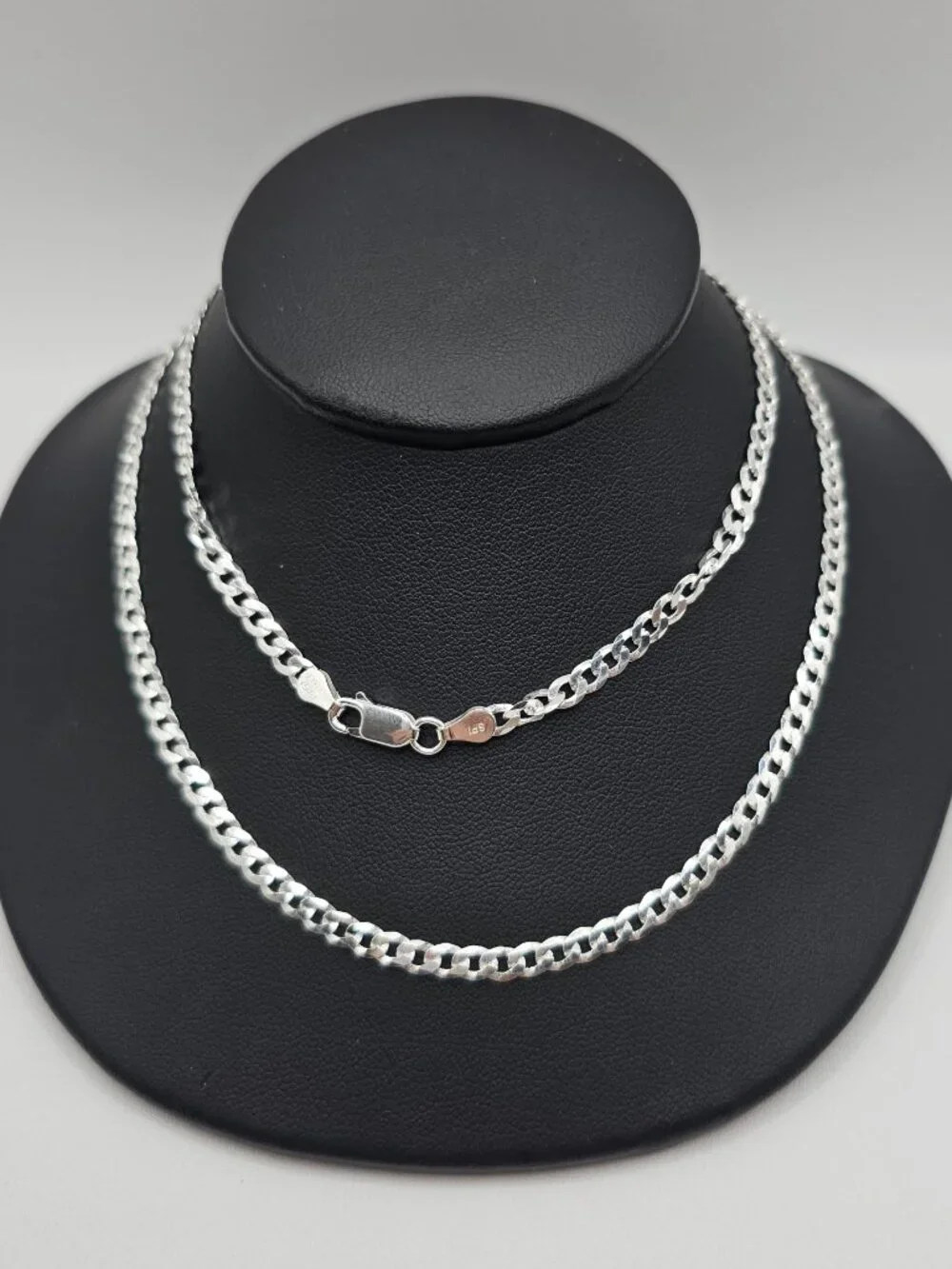 Sterling Silver 925 High Polished Super Flat Curb Link Chain 3.8mm 24 inches
